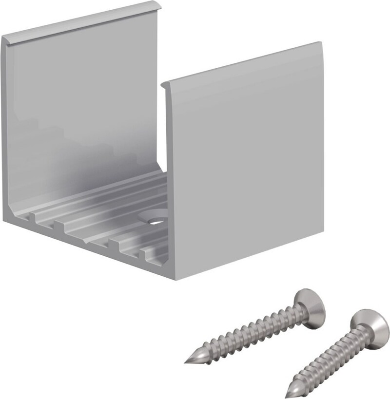 Ein Aluminiumprofil mit Schrauben.