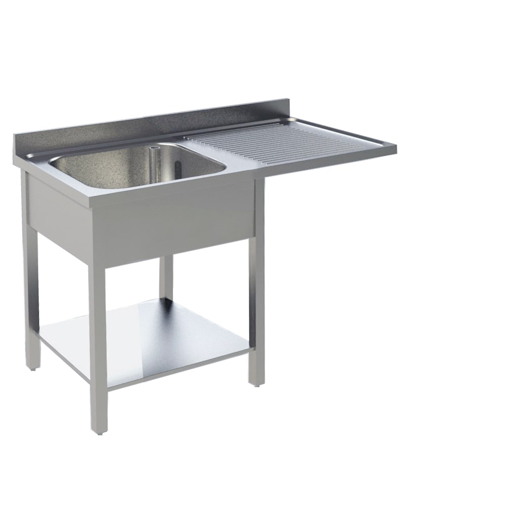 KBS Centro de lava-loiça 1400x700x850 mm 1 lava-loiça à esquerda com base e suporte