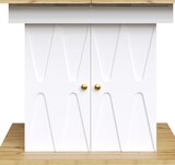 thumbnail of Ausziehbarer Esstisch MDF/Metall Weiß 110(140)x70x76,5 cm mit Stauraum und Reliefdekor