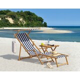 thumbnail of Klappstuhl blau-weiß Strandstuhl Gartenliege Sonnenliege Kissen hell Buche natur 10-317 N KH