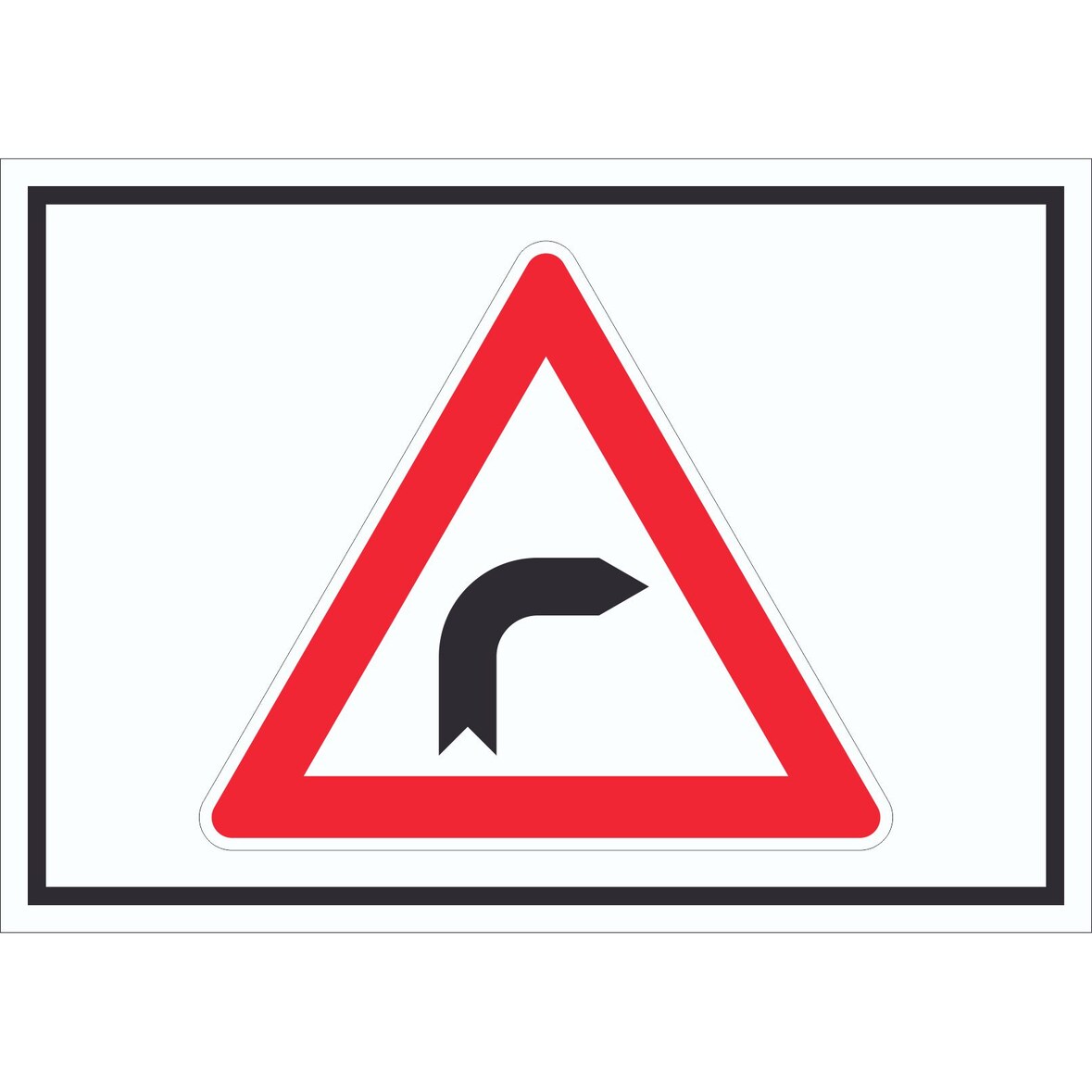 Schild Achtung Kurve rechts Symbol A4 (210x297mm)