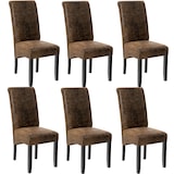 thumbnail of tectake Ensemble de 6 chaises de salle à manger aspect cuir marron foncé - 403501