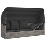 thumbnail of vidaXL Outdoor-Loungebett mit Dach und Kissen Grau Poly Rattan
