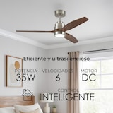 thumbnail of Yoevu Helix nogal - Ventilador de techo inteligente, compatible con Alexa, Luz LED regulable, 6 velocidades silenciosas, control por App, mando y voz