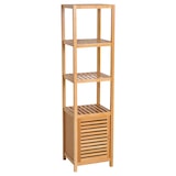 thumbnail of HOMCOM Estantes de bambu para o banheiro Armário alto Livraria Organizador 4 Níveis 1 Porta 36x33x140cm