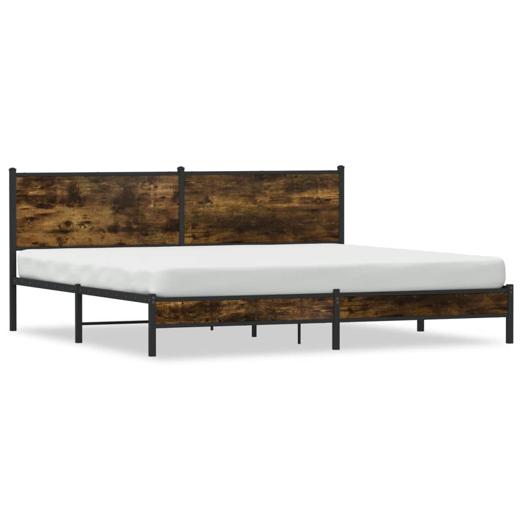 vidaXL Metallbett ohne Matratze Räuchereiche 193x203 cm