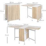 thumbnail of Mesa de Comedor Plegable en 3 Formas con Estantes para Cocina Salón 169x60x75cm