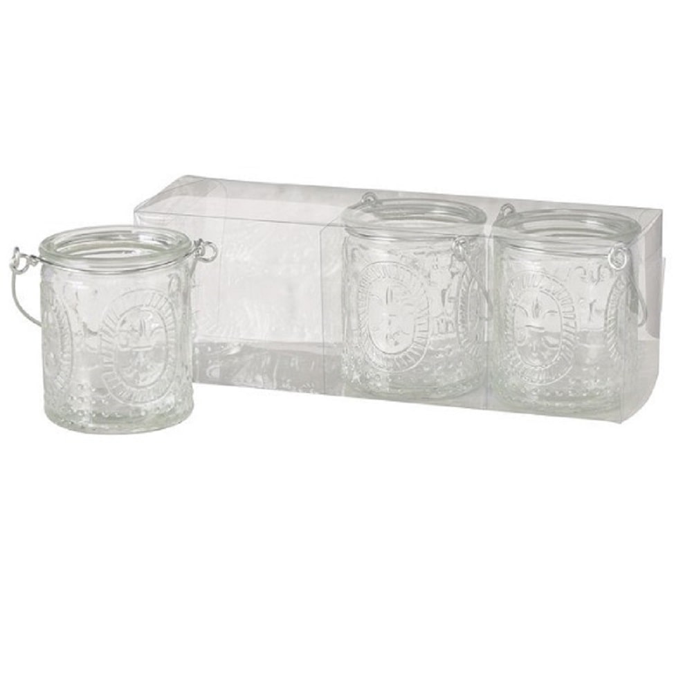 Windlicht Country Glas klar H.7 cm 3er Set