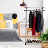 thumbnail of Relaxdays Rollgarderobe mit 2 Kleiderstangen, ausziehbar, Kleiderständer auf Rollen, HBT: 162x150x48 cm, silber/schwarz