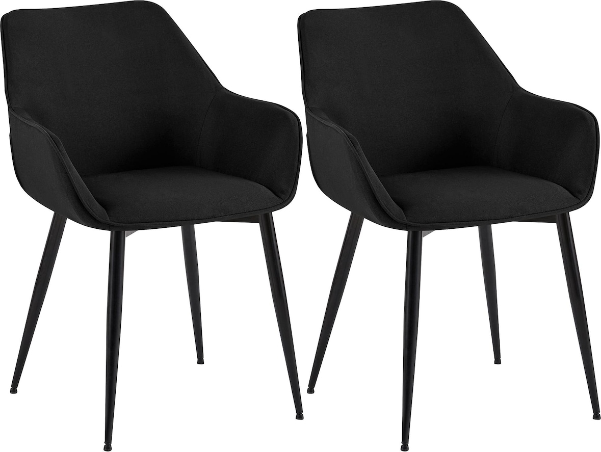 2er Set Esszimmerstühle Vessa schwarz/Stoff