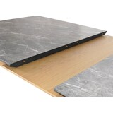 thumbnail of Eetkamertafel HWC-M57, eettafel, massief hout laminaat melamine 160-200x90cm, uitschuifbare betonlook, bruine poten