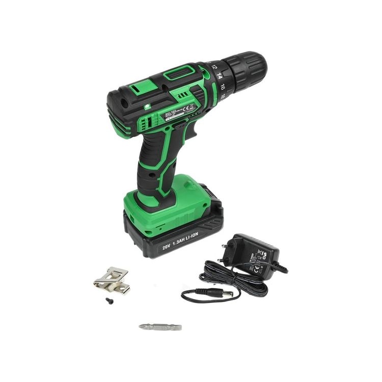 Hofftech Accu boormachine - LED-lamp - batterij-indicator - 20V - 1.3 Ah