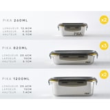 thumbnail of PIKA - Lot de 7 boites alimentaires en inox - 3x 820ml + 2x 1200ml + 2x 260ml – Hermétique - Compatible au micro-ondes, four, congélateur - Batch cook