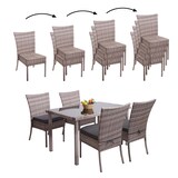 thumbnail of Poly-Rattan Garnitur HWC-G19, Sitzgruppe Balkon-/Lounge-Set, 4xStuhl+Tisch, 120x75cm ~ grau-braun, Kissen dunkelgrau