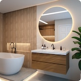 thumbnail of Mirlux Badkamerspiegel met LED Verlichting & Verwarming – Wandspiegel Rond – Anti Condens Douchespiegel - 100CM