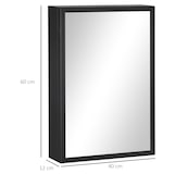 thumbnail of Spiegelschrank Badschrank Schwarz 40x12x60 cm mit 3 Regalfächern, wandhängend, Edelstahlkorpus und Aluminiumrahmen, lackierte Oberfläche