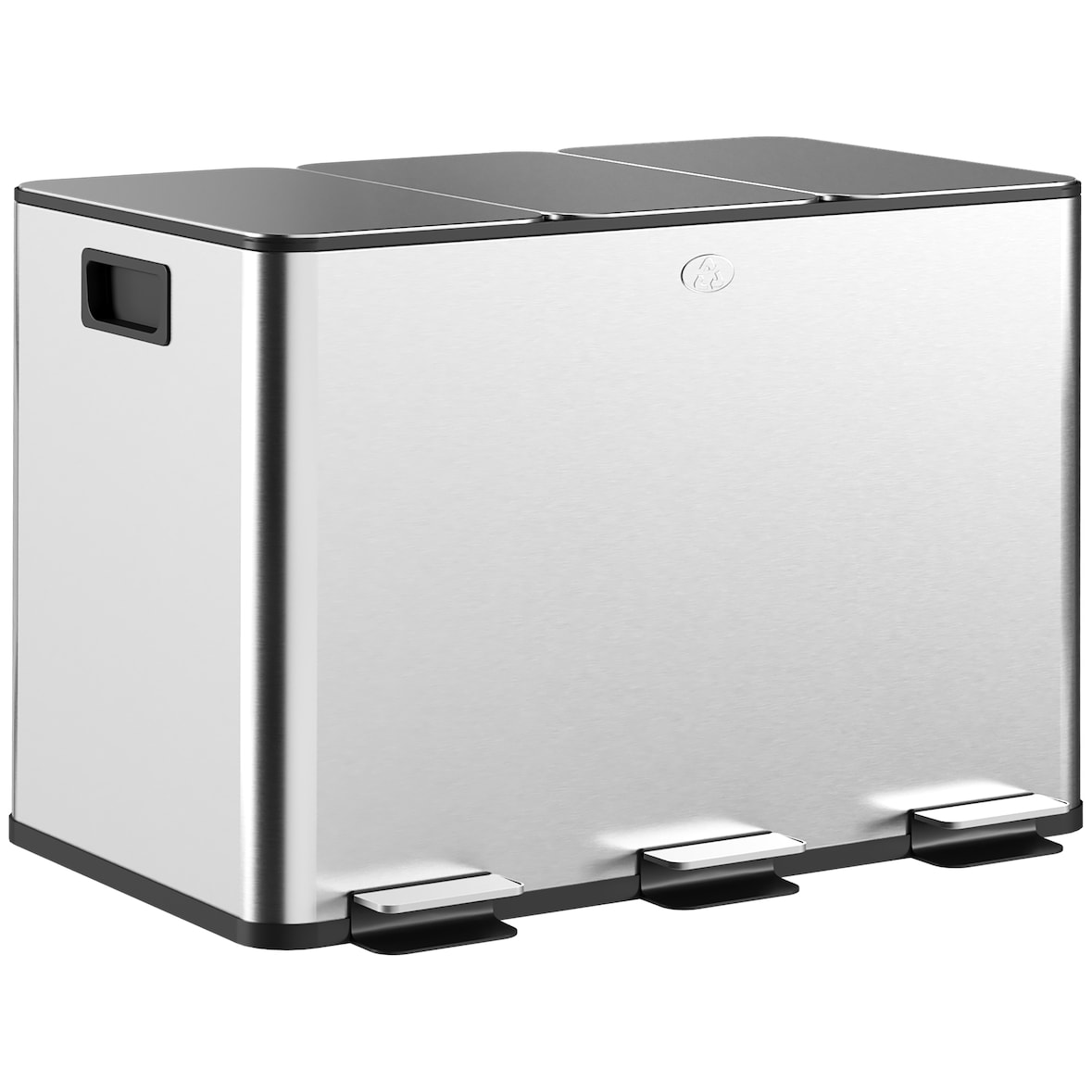 Cubo de basura de cocina con 3 compartimentos 3x10L papelera de cocina de acero inoxidable con pedales tapas de cierre suave y cubo extraíble plata