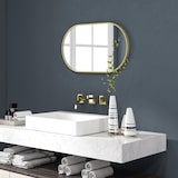 thumbnail of HOMCOM espejo de baño ovalado 40x70 cm con marco de aluminio espejo de pared decorativo horizontal o vertical para salón entrada pasillo dorado