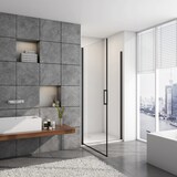 thumbnail of AICA Mampara de ducha frontal abatible perfil negro mate vidrio antical 8mm (787-817)x2000mm