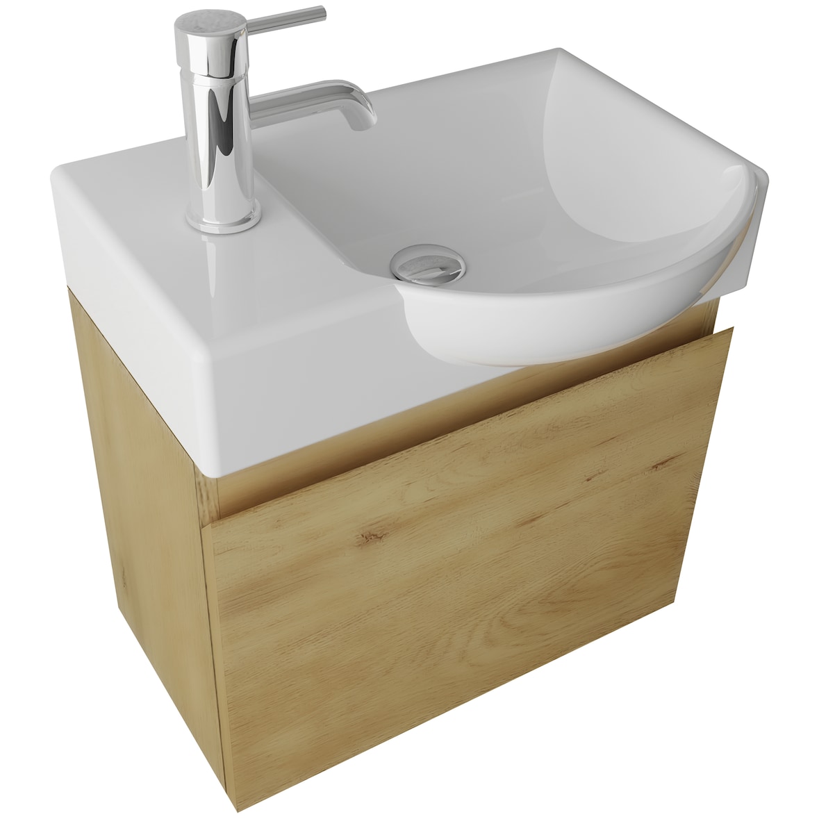 Alpenberger Gäste-WC Waschtisch mit Unterschrank | Waschbecken mit Waschbeckenunterschrank Vormontiert | Soft-Close-Funktion Badezimmermöbel Set