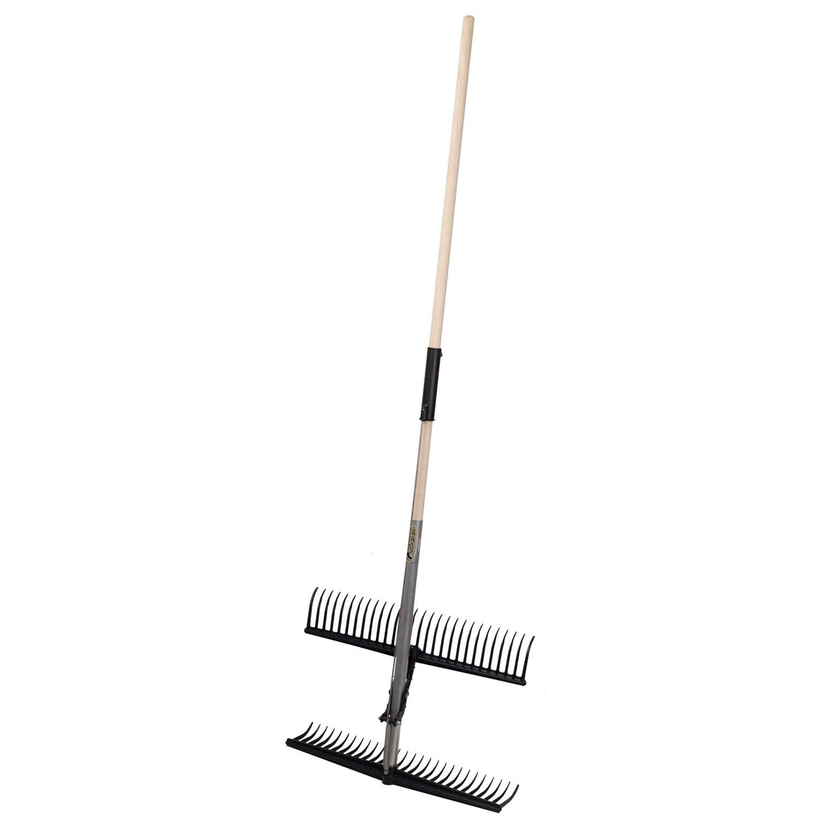 Rastrello raccoglitore doppio pettine con manico in alluminio 28 denti H170cm Brixo