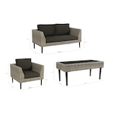 thumbnail of Tarrington House Cassone 4-delig bankstel, staal/PE rotan, 1 bank, 2 fauteuils, 1 tafel, voor 4 personen, grijs