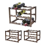 thumbnail of Garrafeira HWC-B58, suporte para garrafas de vinho, abeto 3 prateleiras ~ 3 peças