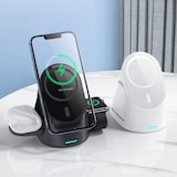 thumbnail of Chargeur Sans Fil 3 En 1 Pour Smartphone iWatch AirPods Avec Support Magnétique Blanc YONIS