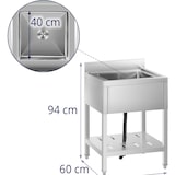 thumbnail of Royal Catering Spültisch - 1 Becken - Edelstahl - 60 x 60 cm