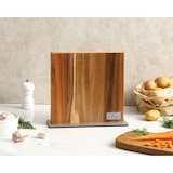 thumbnail of Oleio breiter magnetischer Messerblock I Akazienholz mit Edelstahlsockel
