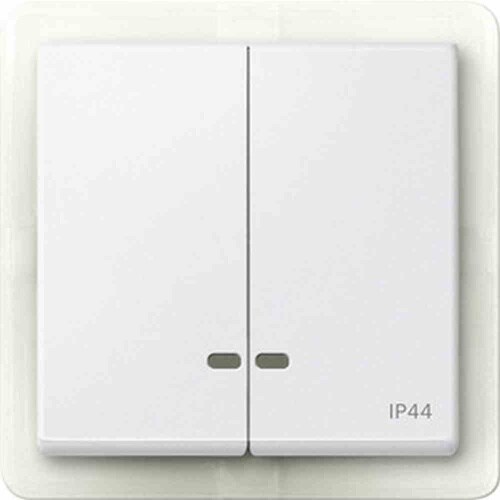 System M Wippe Serien, Schalter/Taster, polarweiß, matt, Sonderaufdruck, Kontrollfenster/Lichtauslass