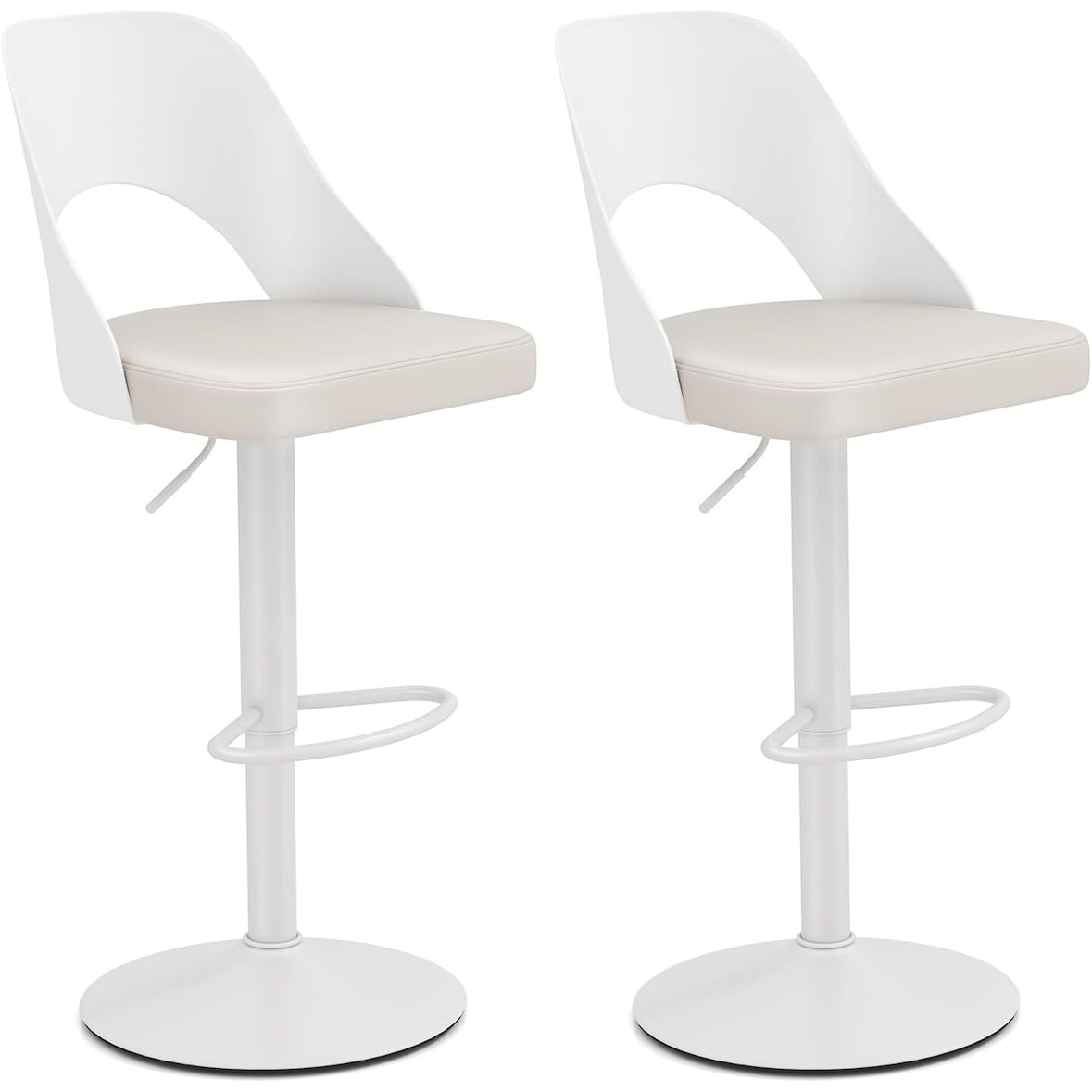 Conjunto de 2 bancos de bar COSTWAY, cadeiras de bar giratórias em 360°, cadeira giratória com altura ajustável