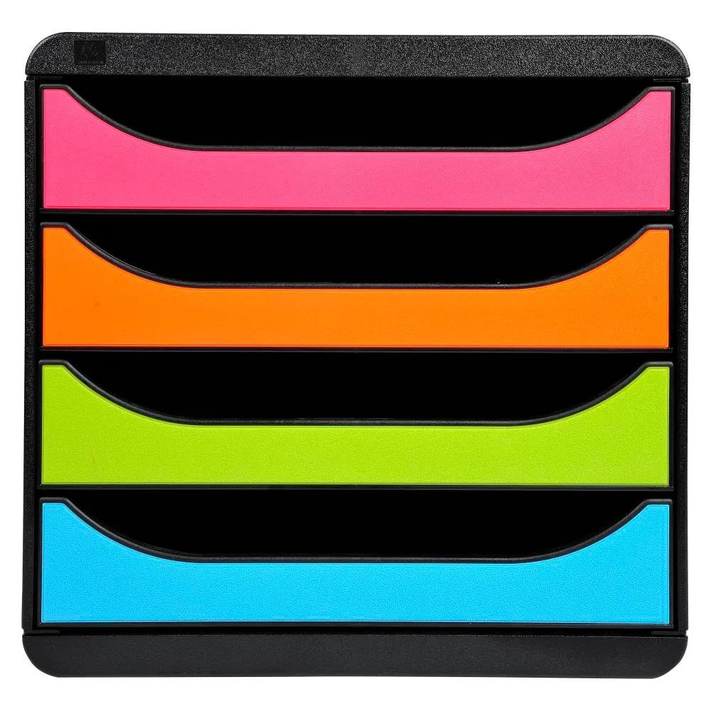 Exacompta 310498D Schubladenbox Big Box, 4 offene Schubladen, Iderama - Regenbogen