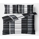 thumbnail of Winterbettwäsche 240x220 Fleece Gestreift Schwarz Grau Ornamente Set mit Reißverschluss