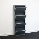 thumbnail of Pisa Schuhschrank mit 12 Klappen/Türen in Metall grau. Fertig montiert geliefert.