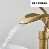 thumbnail of NAVIS | Design Wasserfall Wasserhahn Bad Gold matt hohe Badarmatur|Elegante Premium Edelstahl Armatur Für hohe Waschbecken|Mischbatterie 2 Anschlüsse