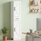 thumbnail of HOMCOM armario alto de baño estrecho con 2 puertas 1 cajón 2 estantes ajustables columna de baño estilo rústico para salón cocina 40x30x170 cm blanco