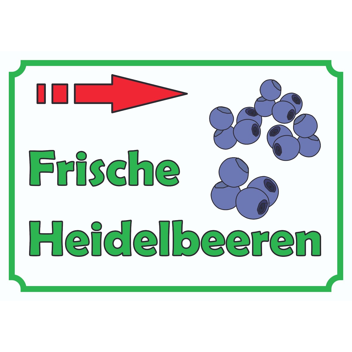 Verkaufsschild Schild Heidelbeeren rechts A1 (594x841mm)