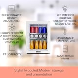 thumbnail of Brooklyn 42 Mini-Kühlschrank Glastür LED Ablage Weiß