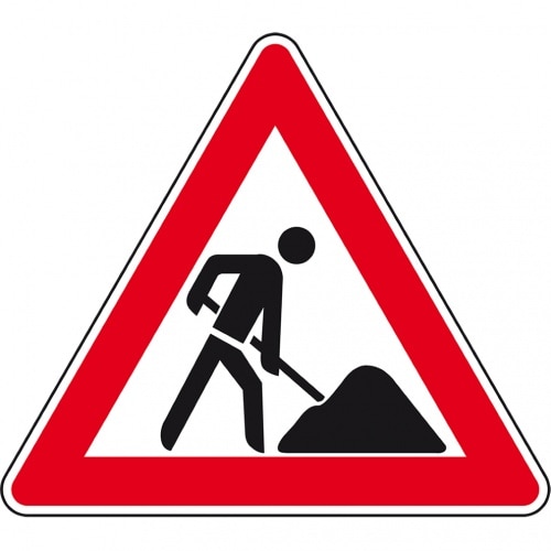Verkehrszeichen Baustelle, Nr.123, Aluminium RA0, reflektierend, SL 630mm