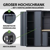 thumbnail of Werkstattwand 13-tlg. modulares Werkstattschranksystem aus Stahl mit Holzarbeitsplatte in Anthrazit