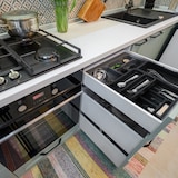 thumbnail of Relaxdays Besteckkasten ausziehbar, HxBxT: 6,5 x 23,5-40 x 31,5 cm, 7 Fächer, Schubladeneinsatz Kunststoff, schwarz