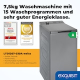 thumbnail of Exquisit Waschmaschine 7,5kg, Toplader, Waschmaschine schmal, Energieklasse A, Startzeitvorwahl, Kurzprogramm, LTO1207-030A silber-dunkel