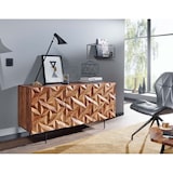 thumbnail of Sideboard `Metallux`, Sheesham-Holz, 3D-Oberfläche, Braun, Modern. 144x47x72 cm | Kadima Design