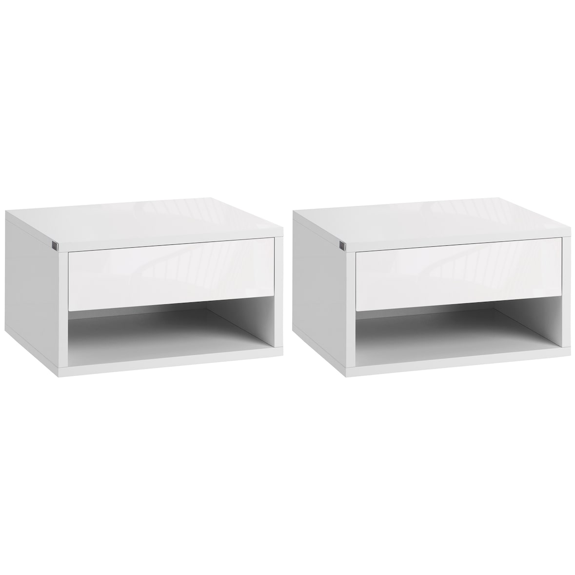 Juego de 2 mesitas de noche flotantes mesillas de noche mesas de noche con cajón para dormitorio salón 37x32x21 cm blanco