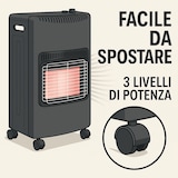 thumbnail of Stufa a Gas GPL 4,2 kW 3 Livelli Pannelli Infrarossi Accensione Piezoelettrica CE Sicurezza ODS Antiribaltamento Ruote Adatta fino 60m³ Bombole 15 kg
