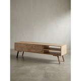 thumbnail of HiFi Lowboard SIKAR Mango Massivholz Landhaus TV Kommode 145x47x35cm, Fernsehschrank Unterschrank mit 2 Türen, Fernsehtisch Ablagefach,