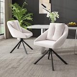 thumbnail of Drehstuhl Esszimmerstuhl Samt Beige 79x59x65 2er Set mit Rollen ergonomische Rückenlehne Metallgestell atmungsaktiver Bezug modern für Büro, Zuhause