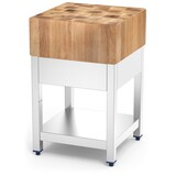 thumbnail of Tábua de cortar madeira de azinheira com saia e prateleira 1000x500x900 mm. N.º de referência: 031512