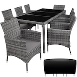 thumbnail of tectake Salon de jardin 8 places avec housse de protection - gris tacheté/gris - 404328